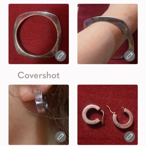 Vintage Sturdy 925 Square heavy Circle bangle 3x3+Hoops